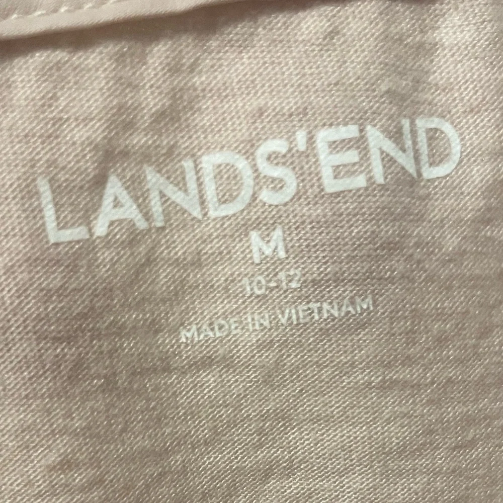 Lands' End Blush Pink Traditional nightgown with polka dots and slip edging M